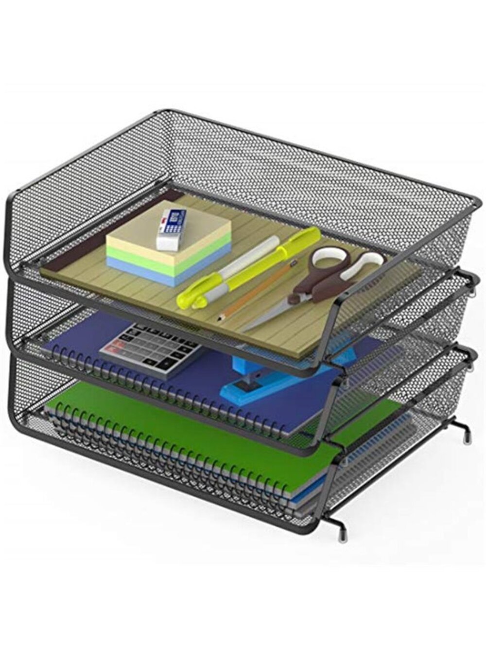 Stackable Desk Organizer Letter Tray Paper File Holder Mesh Office Storage Rack